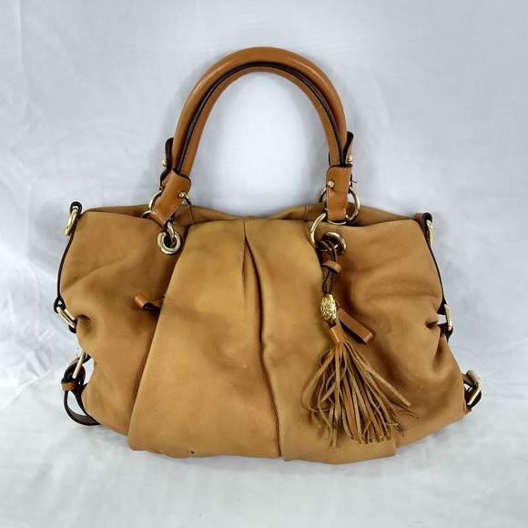 BIG SOFT VINCE CAMUTO LEATHER BOHO L TAN - Picture 1 of 8